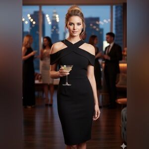 RACHEL Rachel Roy Elegant Black Off-Shoulder Dress